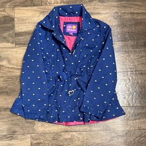 Pink Platinum Navy Jacket with Heart Accents sz 5/6